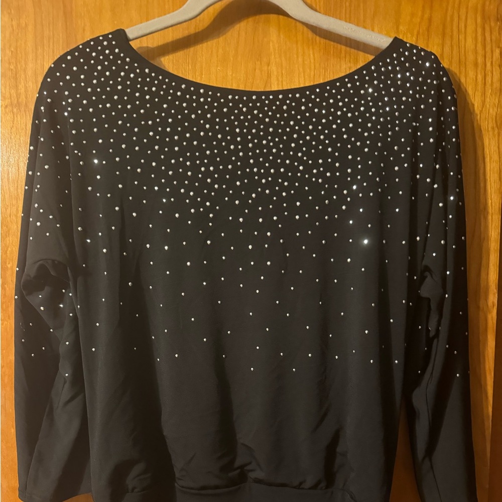 White House black marker studded blouse